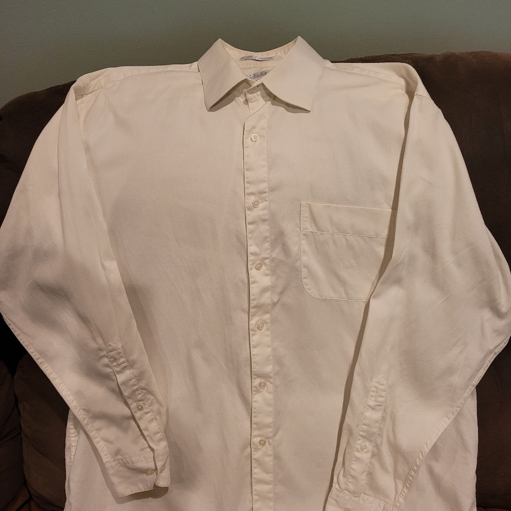 Perry Ellis Portfolio off white Business Shirt, 17 34/35 Like New